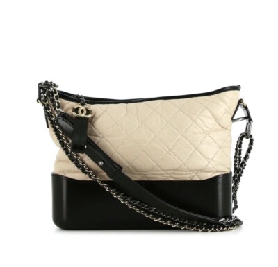 Chanel Beige Black Gabrielle Hobo Medium Bag New Boxed With