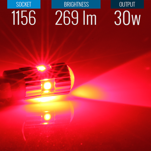 Syneticusa 1156 Blinker Red Turn Signal Parking Light LED Pair Bulbs 30W - Picture 2 of 4