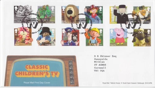 WIMBLEDON PMK GB ROYAL MAIL FDC 2014 CLASSIC CHILDREN'S TV STAMP SET