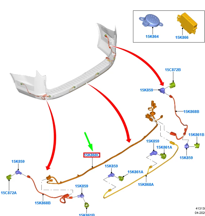 FORD TRANSIT CUSTOM MK1 Rear Parking Aid Wiring 2392892 NEW  