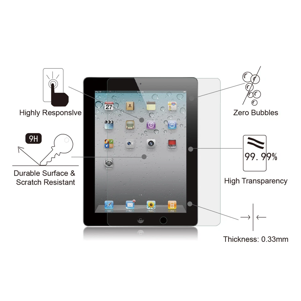 amFilm iPad 4, 3, 2  Premium Tempered Glass Screen Protector (1 Pack) - Image 3 of 4
