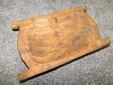 Carved Wooden Dough Bowl Primitive Wood Trencher Tray Rustic Home Kitchen Decor