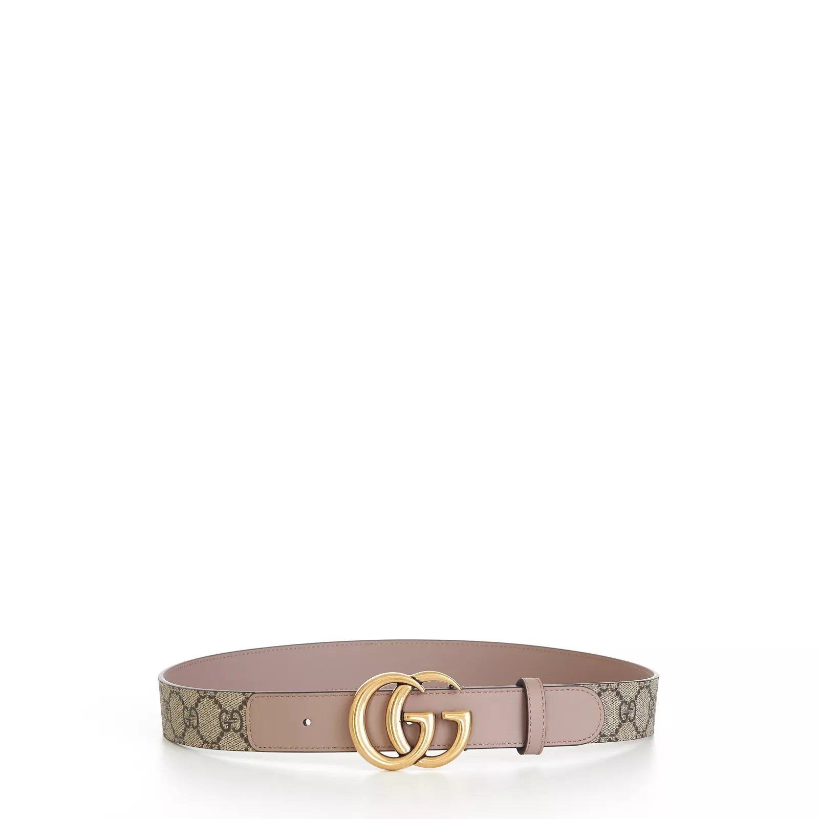Ceinture GUCCI GG Marmont en cuir beige GG Supreme et rose