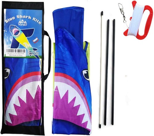 HONBO Shark Kite Drachen Flugdrachen Easy Flyer Regenbogendrachen Bastelset für - Bild 2 von 12