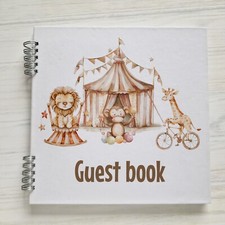 Birthday Guest Book Circus Theme Baby Shower Book Wishes for baby Baptism Gift