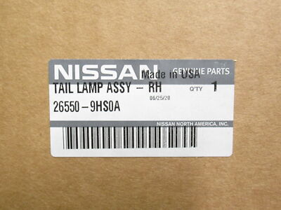 Genuine OEM Nissan 26550-9HS0A Passenger RH Tail Lamp Reverse