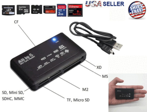 Memory Card Reader Mini 26-IN-1 USB 2.0 High Speed For CF xD SD MS SDHC - Picture 2 of 11