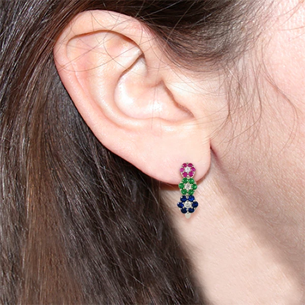 Floreali Orecchini Trilogy in Argento 925 Rodiato Oro Bianco - Immagine 4 di 4