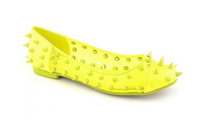 Shiekh Shoes Spiked Casual Flat Shoes Neon Yellow Womens Size
