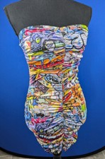 Brigth sexy bodycon dress - street art - graffiti - Y2K - sz M
