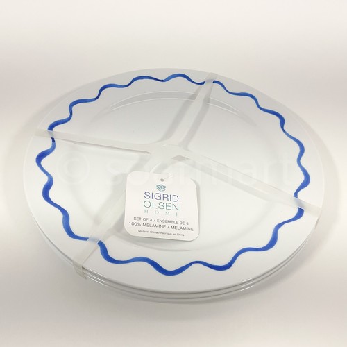 Sigrid Olsen Home Melamine Blue Edge Dinner Plates 10.5" (Set of 4) - Picture 2 of 6