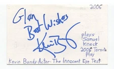 Kevin Bundy Signed 3x5 Index Card Autographed Actor Murdoch Mysteries Avonlea