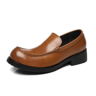 Men's Big Round Toe Real Leather Dress Formal Shoes SLip On Business Wedding Hot