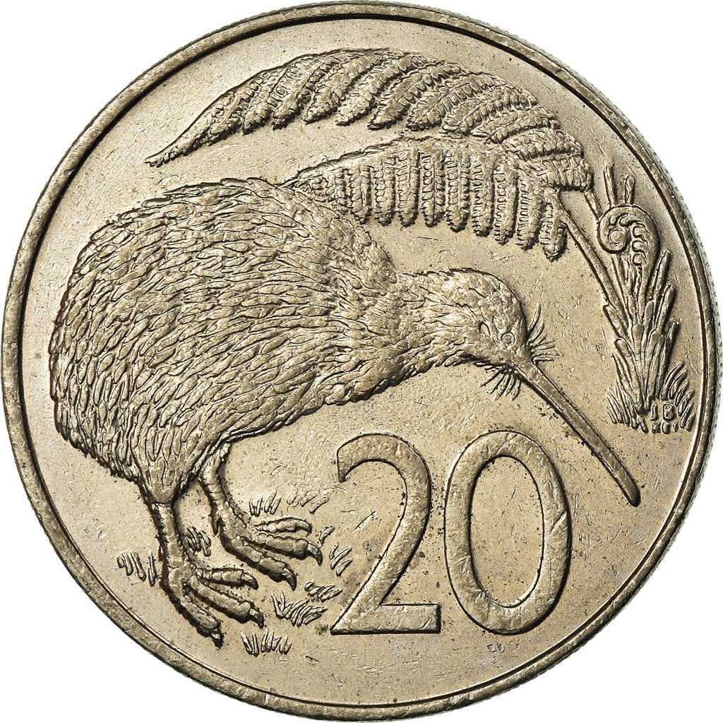 HSULHENU スレーヌ New Zealand 20 Cents Coin | Queen Elizabeth II | Kiwi Bird