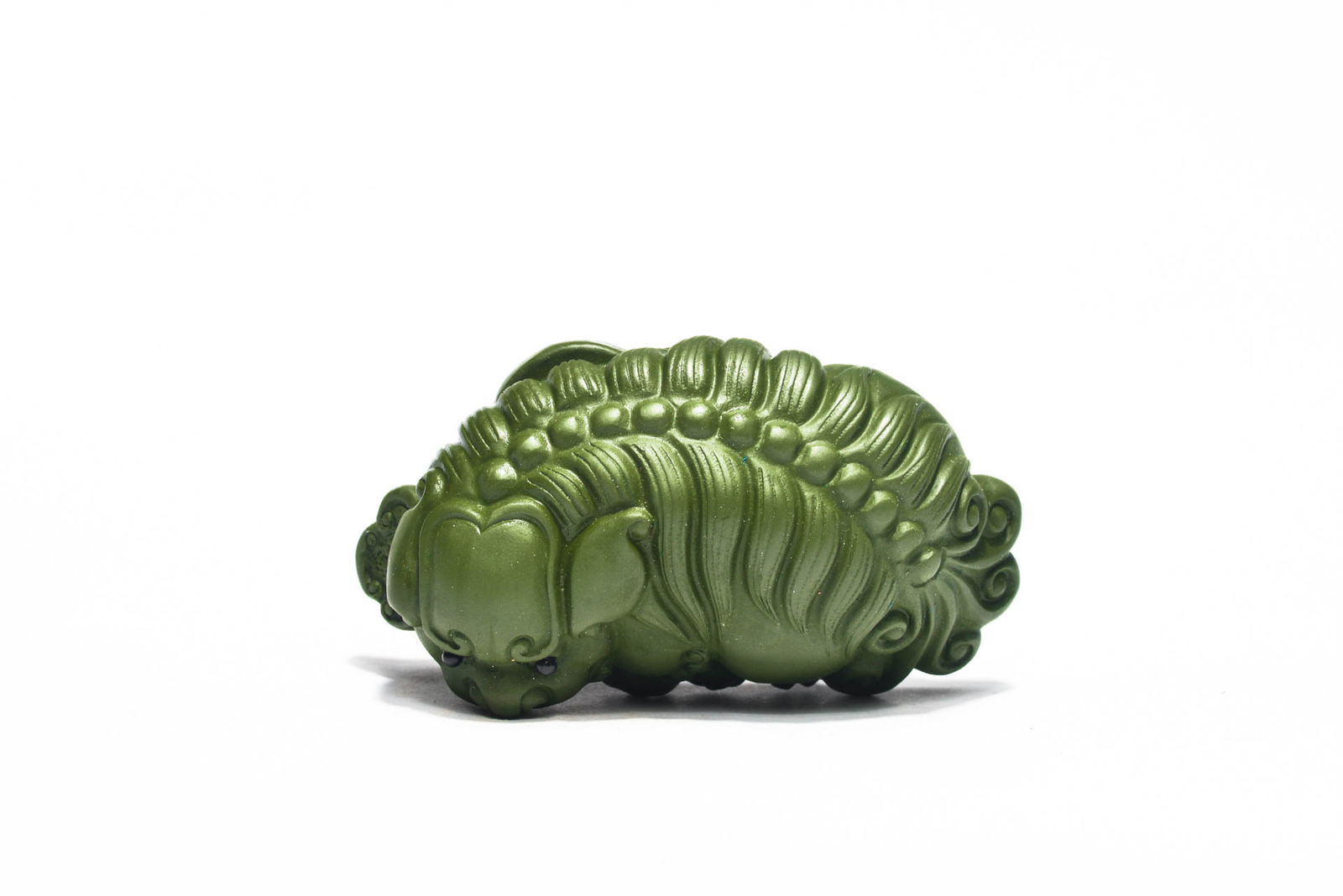Chinese Yixing Zisha Green Porcelain Pottery Lovable Pixiu Beast Wealth Tea Pet