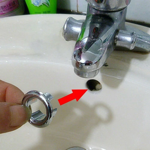 2pcs Bathroom Basin Sink Overflow Ring Chrome Hole Cover Cap Inserts Round - Picture 7 of 7