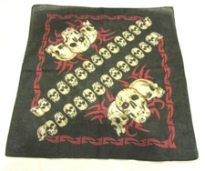 Black with Skulls Flames Tribal Bandanna Face Mask,Head Wrap,Scarf,Wristband-New