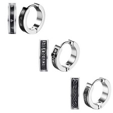 Pendientes Huggie Brújula Runa Vikinga Nórdico Celta Nudo Aro Tachuelas 6 un.