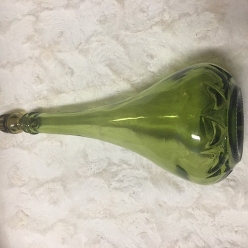 Vintage Decorative Bottle Italian Craft Green Glass W/Stopper Rare 14in - Picture 9 of 12