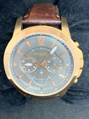 Fossil FS4648 Men's Watch Chronograph Brown Dial Leather Band