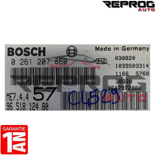 CALCULATEUR MOTEUR VIERGE CITROEN C3 1.6i 0261207860 9651812480 BOSCH ME7.4.4 - Photo 2/3