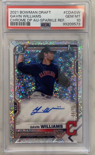 2021 1st Bowman Draft Chrome Gavin Williams Sparkle Refractor  Auto PSA 10 08/71
