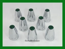 Chrome Lug Nut Covers with Flanges and Green Reflectors 33mm ABS Plastic 8 PC.