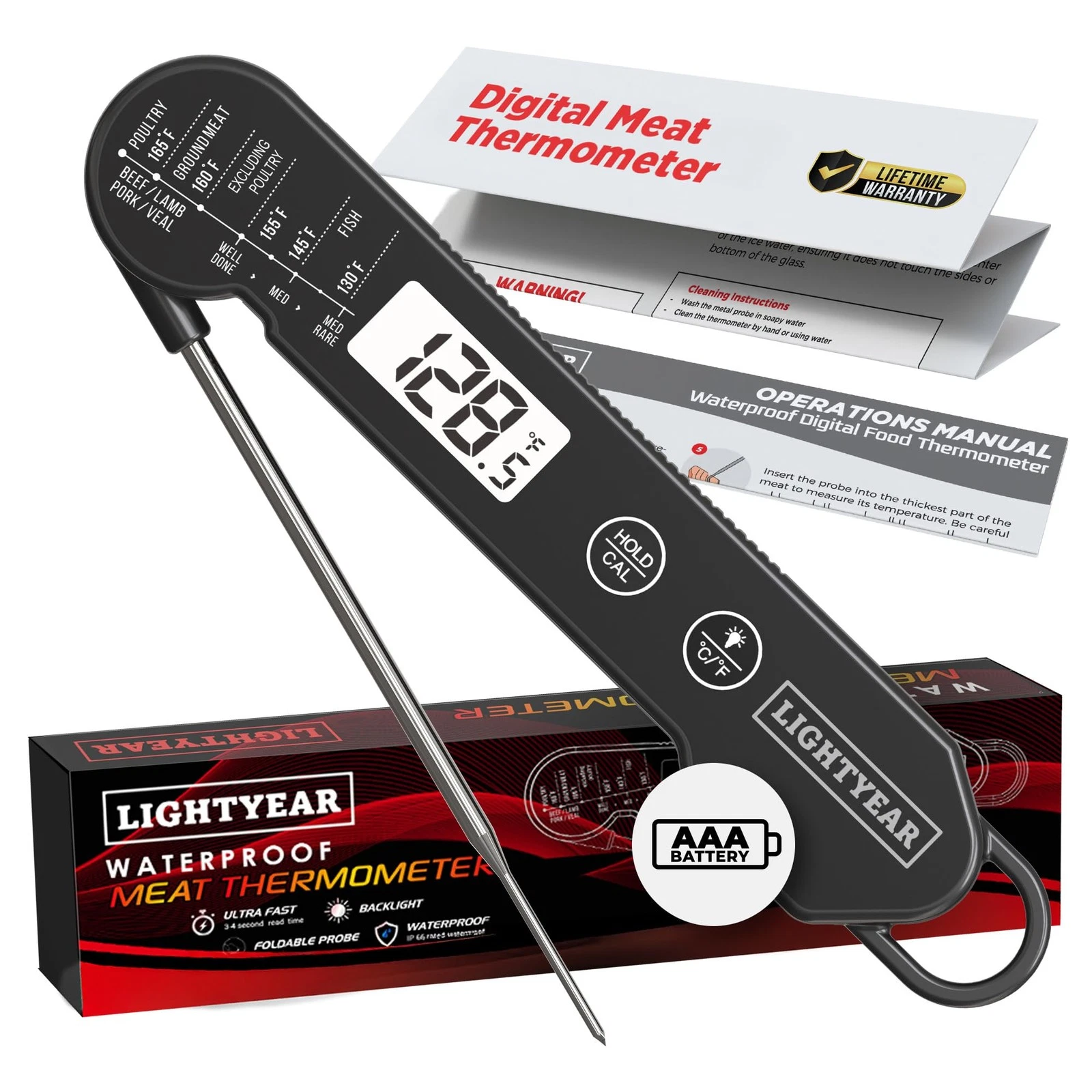 Meat Thermometer | Instant Read Cooking Thermometer for Grilling, Roasting & ...