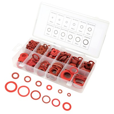 #ad 600pcs 12 Sizes Red Steel Paper Fiber Flat Washers Kit Insulation Washer New $17.59