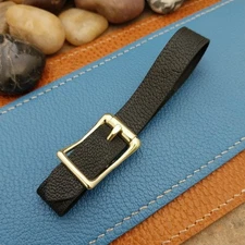 Black French Goatskin Vintage Pocket Watch Fob Strap & Brass Finish Solid Buckle