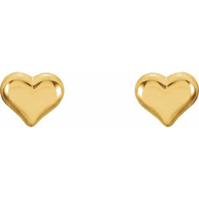 14K Yellow Gold 7 x 6 mm Pair of Puffed Heart Earrings BESTSELLER VALENTINE GIFT
