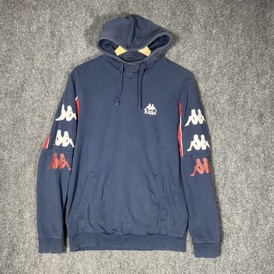 Kappa Sweatshirt Mens Large Blue Red White Sweater Hoodie Pullover Sleeve Logo