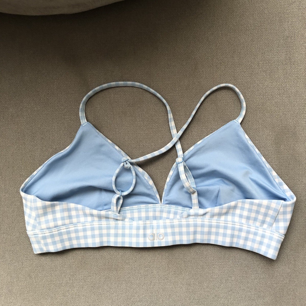 alo ブルー　ヨガブラ S/P Alo Yoga Vapor Splendor Gingham Bra Blue Skies S | eBay