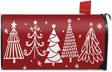 Christmas Tree Red Mailbox Cover Magnetic Standard Size 20.5" X 18", Xmas Pine T