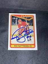 Ric Nattress 1990-91 O-Pee-Chee #459 Calgary Flames Auto Autographed Signed Card