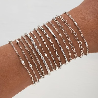 13PCS Beaded Love Heart Bracelet Set for Women Stackable Layered Fashion Jewelry