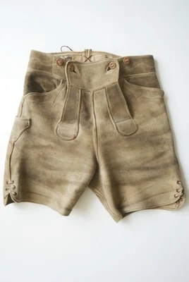Kurze Lederhose Second Hand dick weich Elch- Hirschleder verspeckt grau Gr.48 - Bild 1 von 4