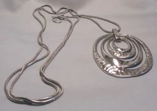 CHARMING CHARLIE 4-Silver Ovals on Silver Rope Chain Necklace 21"