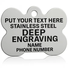 Custom Deep Engraved Stainless Steel Pet ID Tag – Personalized Dog & Cat Tag