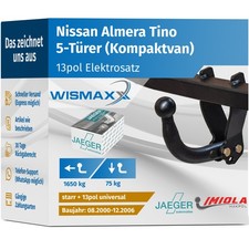 ANHÄNGERKUPPLUNG starr für Nissan Almera Tino Typ V10 00-06 +13-polig E-Satz ABE