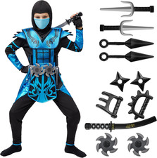 Spooktacular Creations Red Ninja Costume for Boys, 17-Pc Set with Accessories