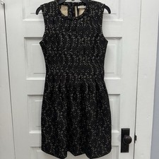 Hazel Black Lace Fit Flare Dress Romantic Parisian Chic Sleeveless L