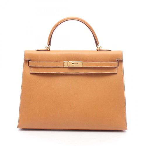 HERMES Kelly 35 Sellier Shoulder Handbag Vache liegee leather Natural GHW Used H