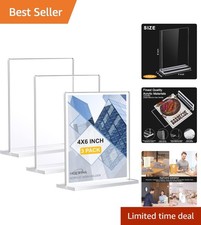 Clear Acrylic Sign Stands 4x6 - Shatter-Resistant, Double Sided Display 3 Pack
