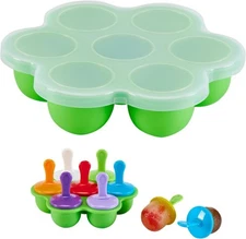 Silicone Popsicle Molds 7-cavity Ice Baby Food Storage Container with Lid