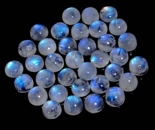 Natural Rainbow Moonstone Round Cabochon Gemstone Lot 20 Ct 10X10X4mm