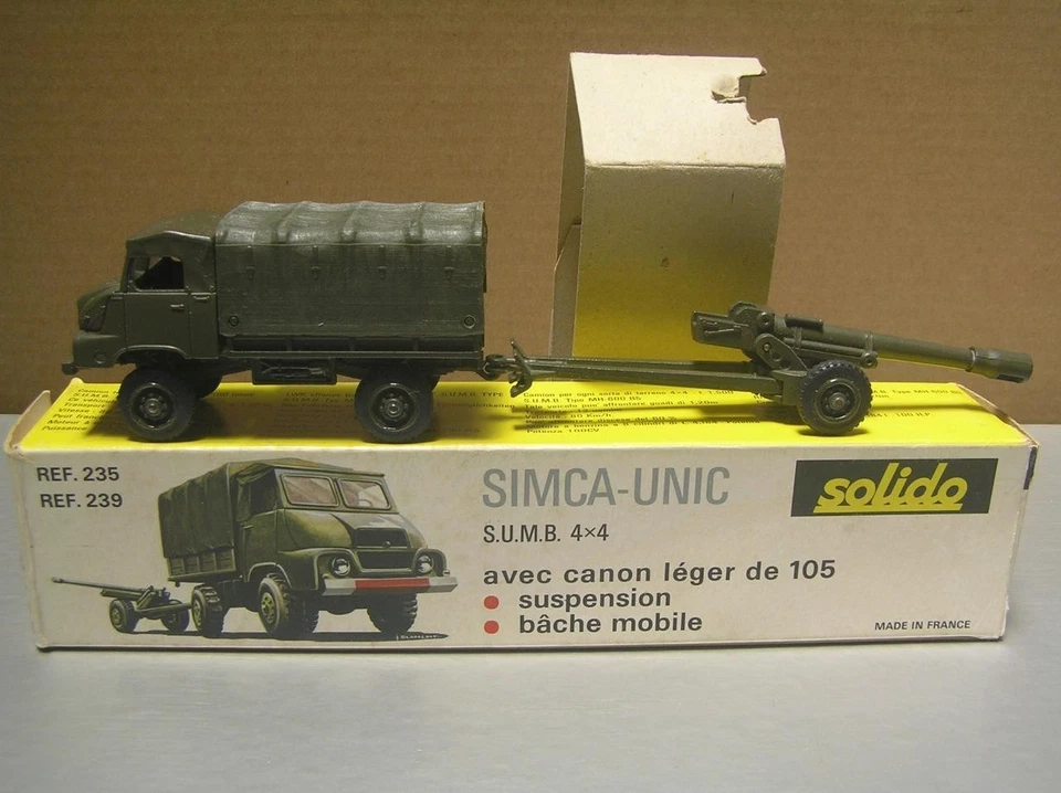 Solido 235 239 Simca-Unic SUMB 4x4 Military Truck + Cannon made in France NMIB+ - Image 3 of 4