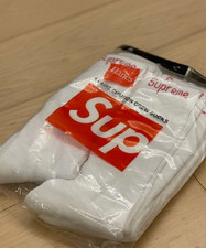 Supreme x Hanes Crew Socks White 4 Pack Size 6-12 Cotton Comfort Streetwear