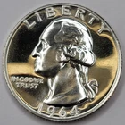 1964 Proof Cameo Washington Quarter 90% Silver