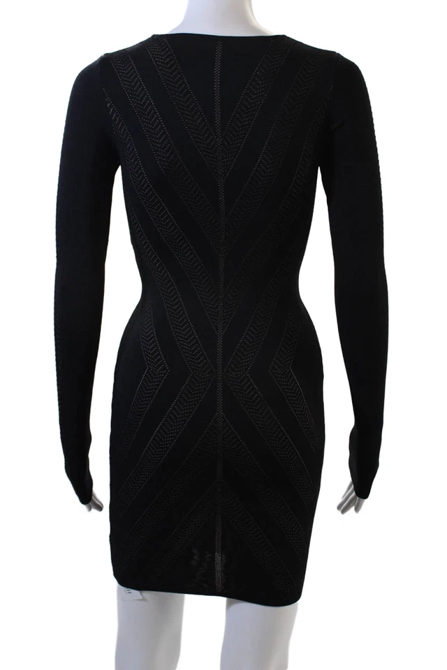 Vestido suéter ajustado negro seda manga larga Torn by Ronny Kobo para mujer talla XS Foto 3 de 4